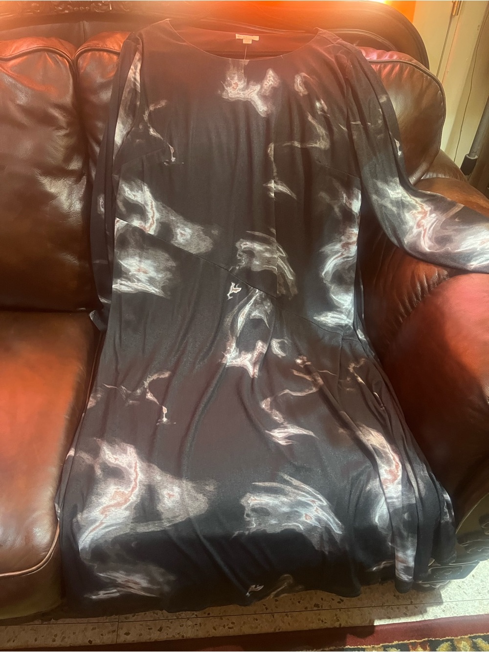 Women's Black Swirl-Print Long Sleeve Dress